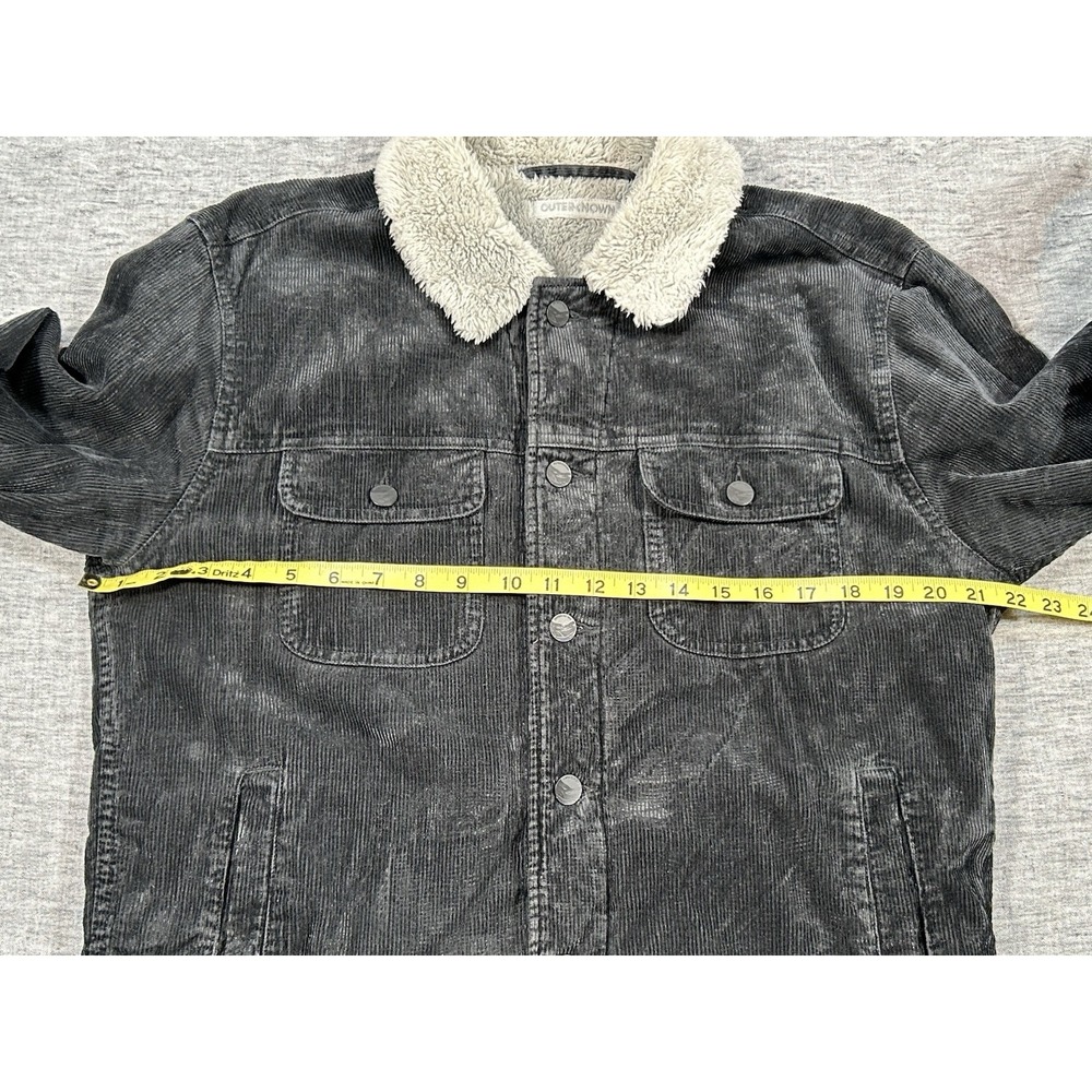 Outerknown Paz Corduroy Trucker Jacket Mens Medium Black Sherpa Cotton Hemp - Picture 9 of 15